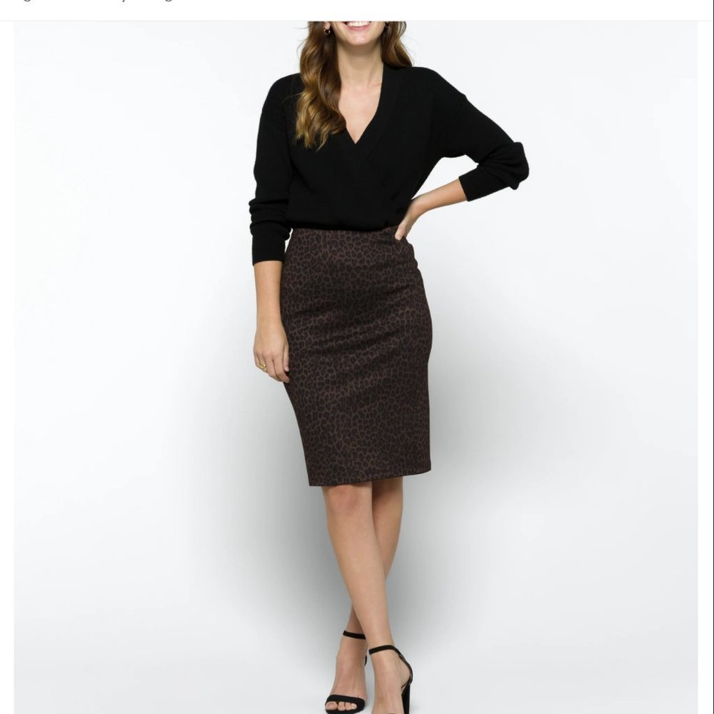 New Liverpool Bia Knit Pencil Skirt Stitch Fix Leopard Size 14 NWT